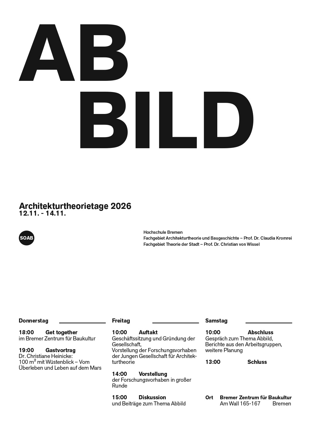 Plakat mit Titel der Veranstaltung und Programm
